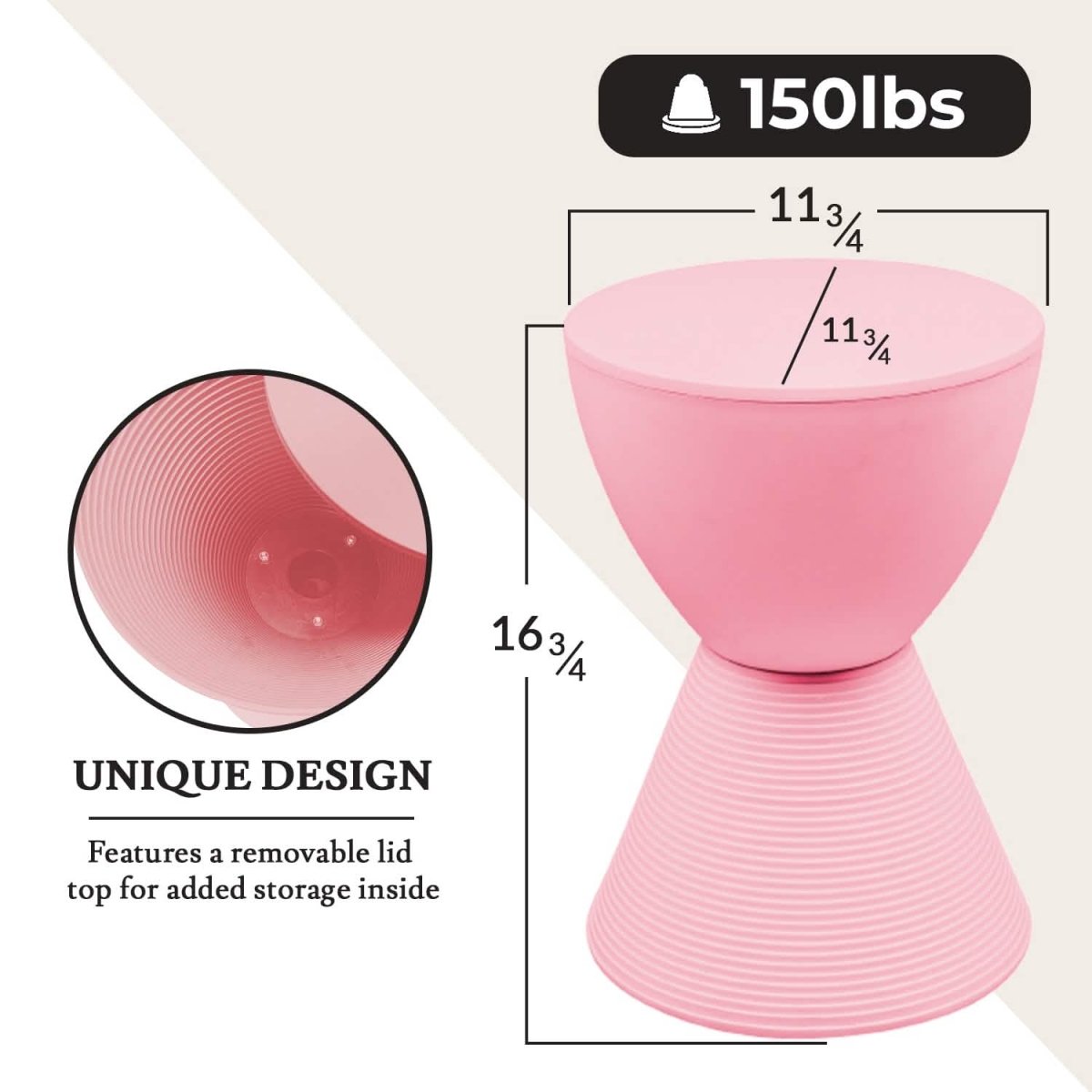 Boyd Storage Round Side End Table in Polypropylene Plastic