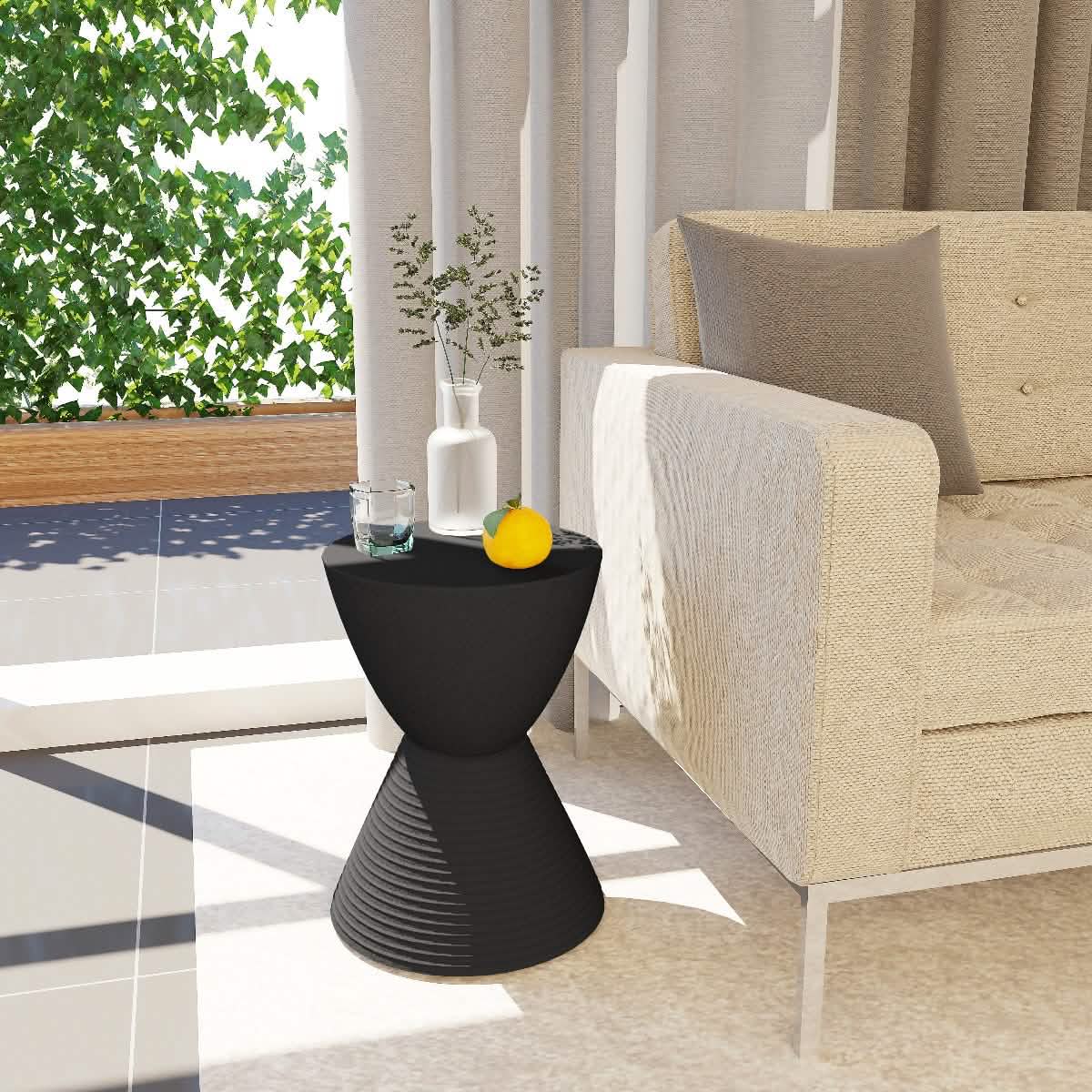Boyd Storage Round Side End Table in Polypropylene Plastic