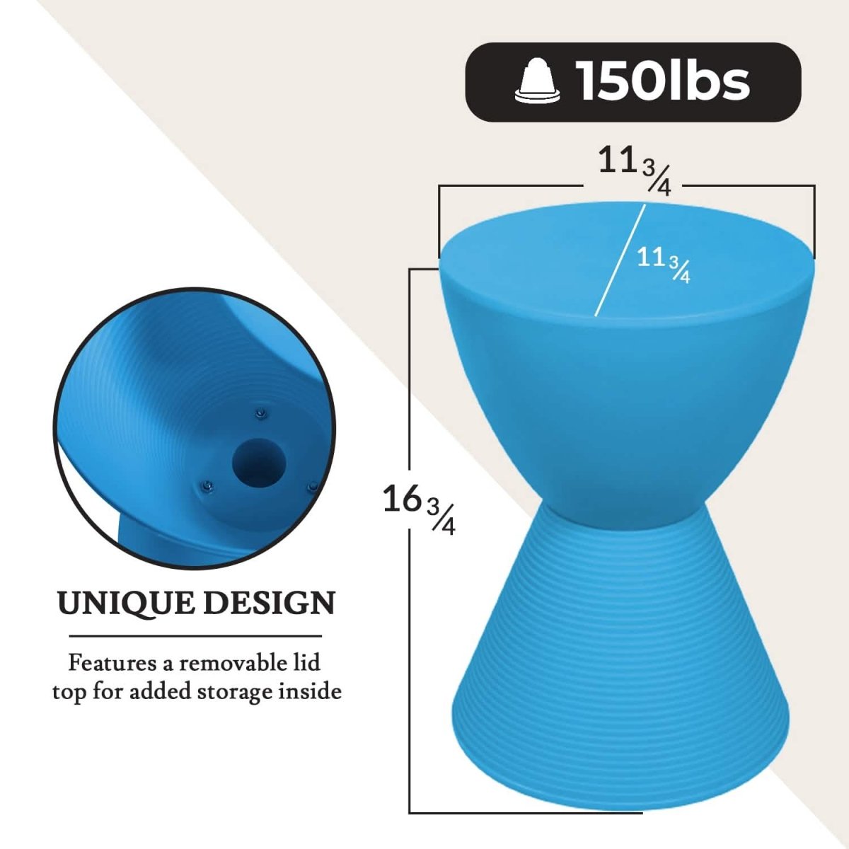 Boyd Storage Round Side End Table in Polypropylene Plastic