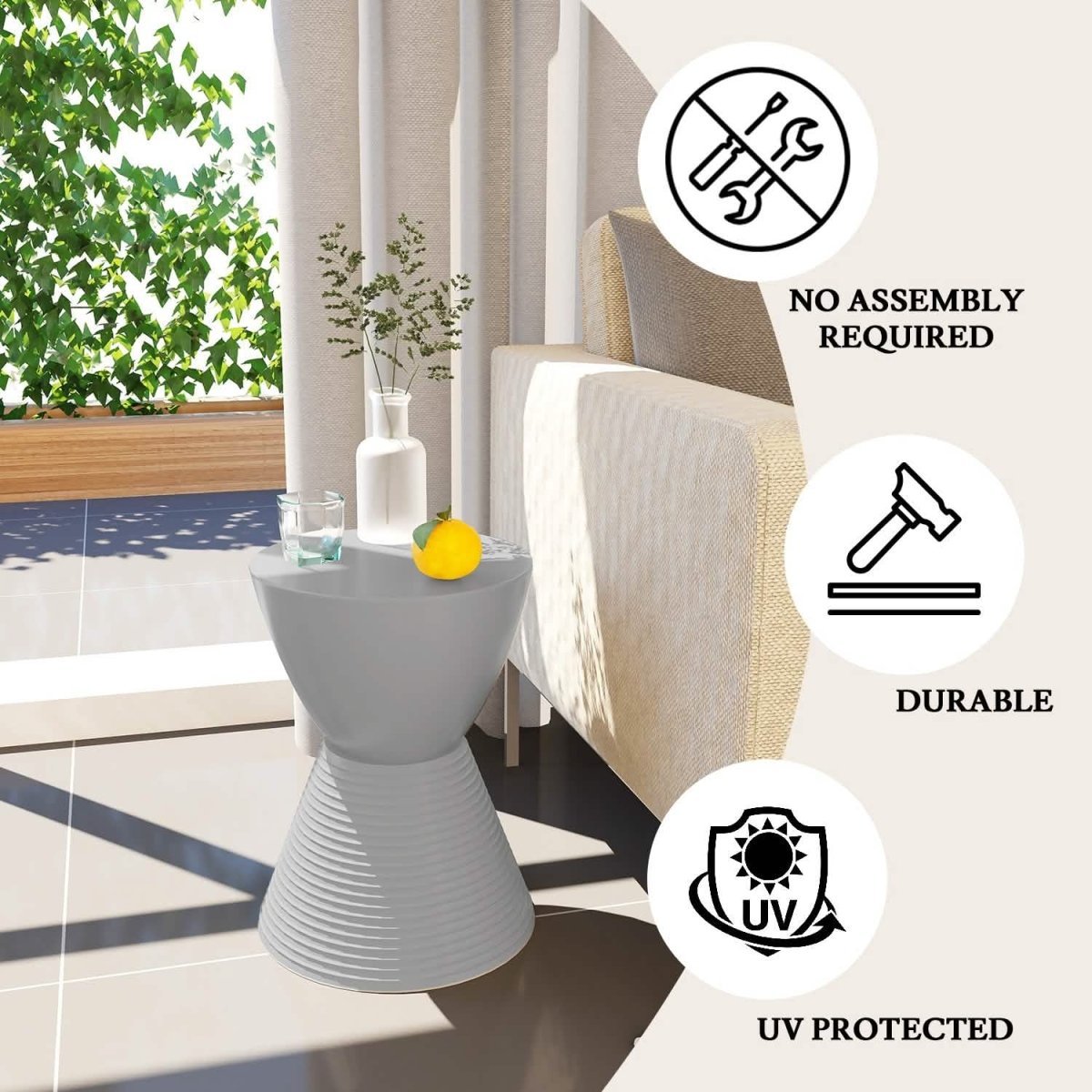 Boyd Storage Round Side End Table in Polypropylene Plastic