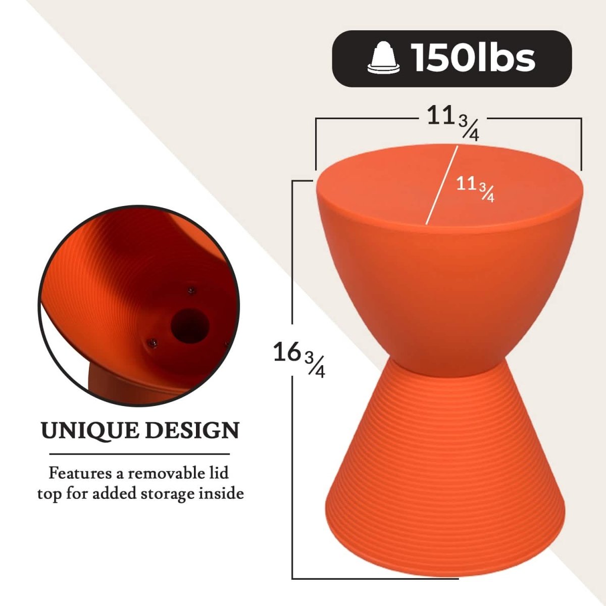Boyd Storage Round Side End Table in Polypropylene Plastic