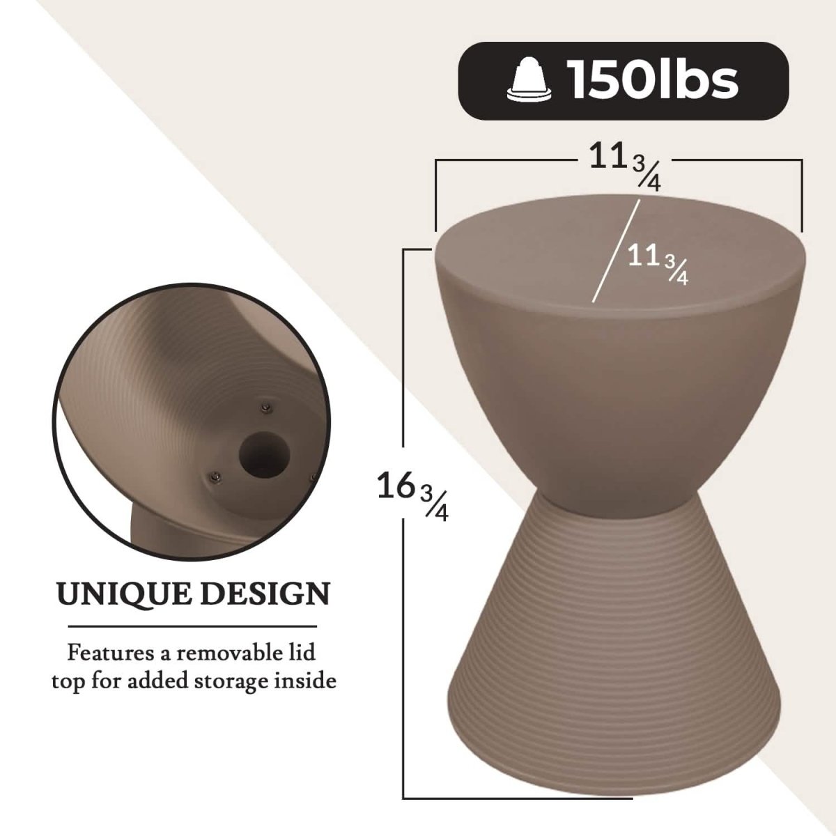 Boyd Storage Round Side End Table in Polypropylene Plastic