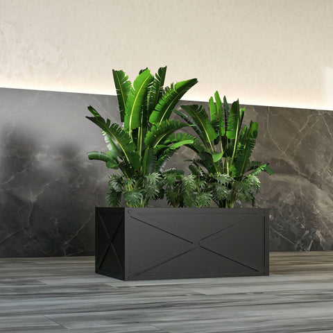 Bonsai Fiberglass and Clay Planter - Rectangular Weather-Resistant Planter Box with Drainage Holes