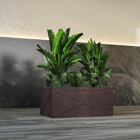 Bonsai Fiberglass and Clay Planter - Rectangular Weather-Resistant Planter Box with Drainage Holes