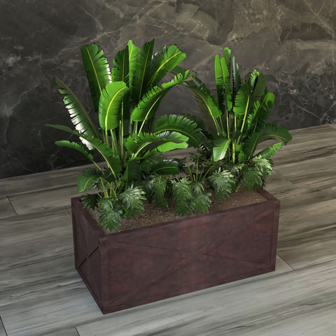 Bonsai Fiberglass and Clay Planter - Rectangular Weather-Resistant Planter Box with Drainage Holes