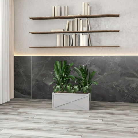 Bonsai Fiberglass and Clay Planter - Rectangular Weather-Resistant Planter Box with Drainage Holes