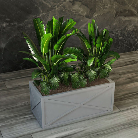 Bonsai Fiberglass and Clay Planter - Rectangular Weather-Resistant Planter Box with Drainage Holes