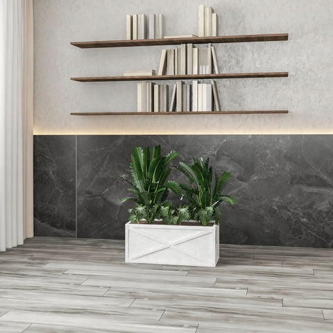 Bonsai Fiberglass and Clay Planter - Rectangular Weather-Resistant Planter Box with Drainage Holes