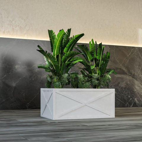 Bonsai Fiberglass and Clay Planter - Rectangular Weather-Resistant Planter Box with Drainage Holes