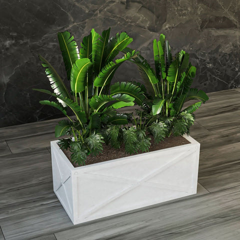 Bonsai Fiberglass and Clay Planter - Rectangular Weather-Resistant Planter Box with Drainage Holes