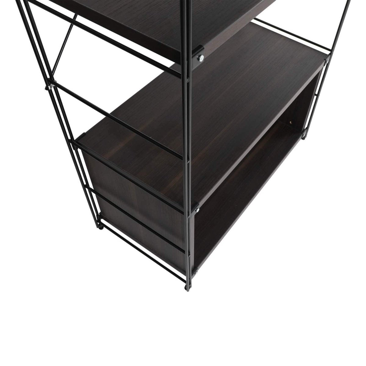 Brentwood Etagere Bookcase with Black/White Powder Coated Steel Frame and Melamine Board Shelves