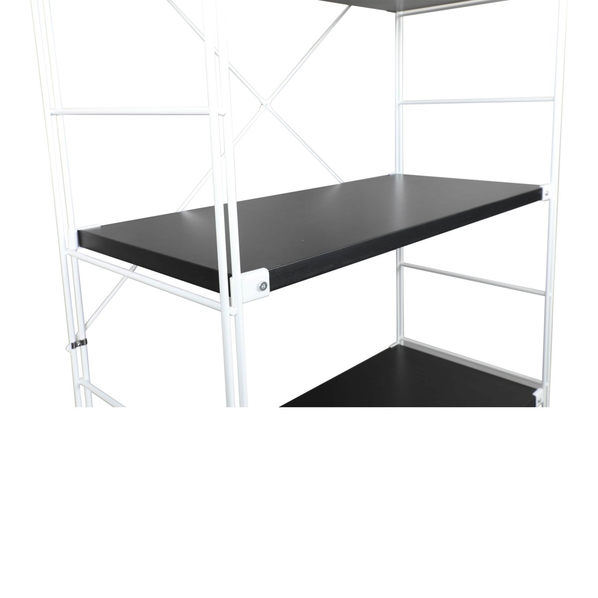 Brentwood Etagere Bookcase with Black/White Powder Coated Steel Frame and Melamine Board Shelves