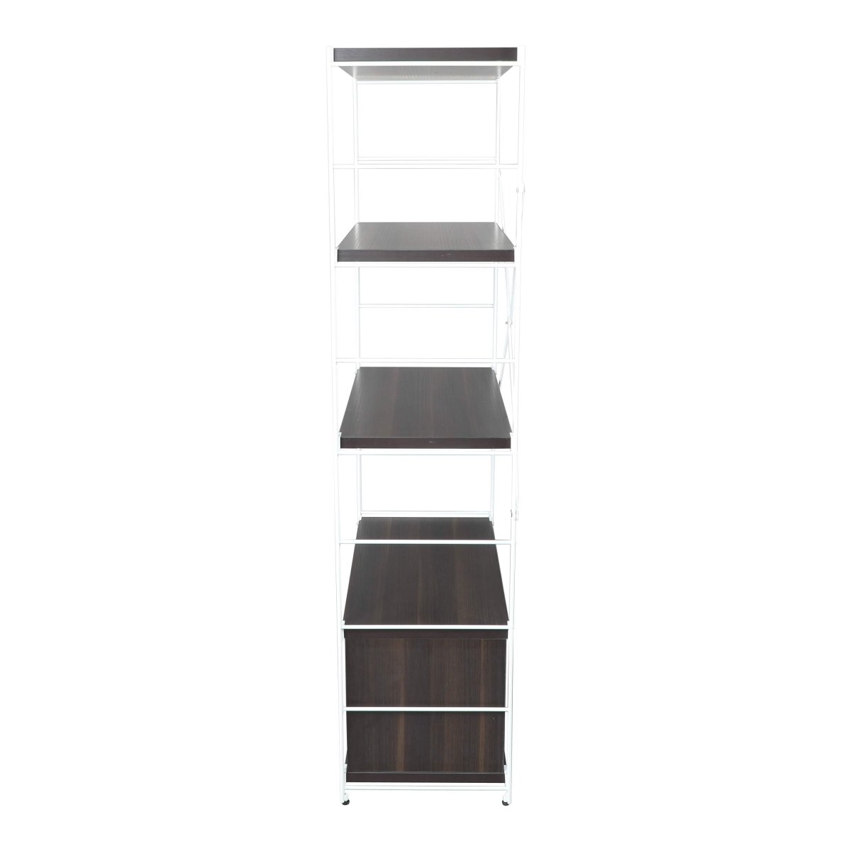 Brentwood Etagere Bookcase with Black/White Powder Coated Steel Frame and Melamine Board Shelves