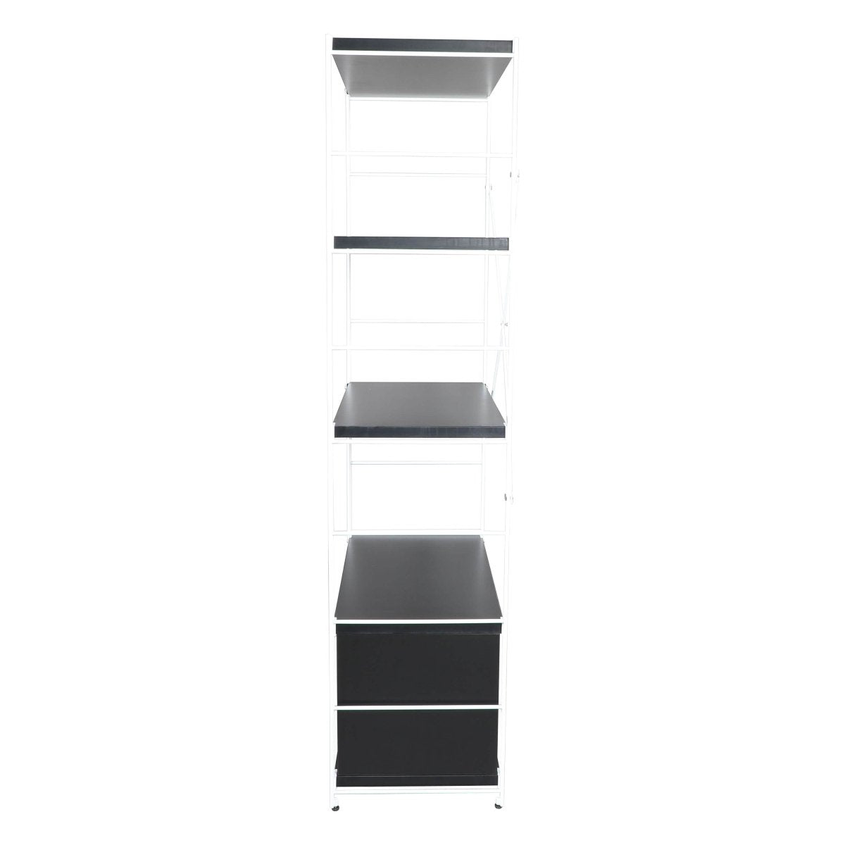 Brentwood Etagere Bookcase with Black/White Powder Coated Steel Frame and Melamine Board Shelves