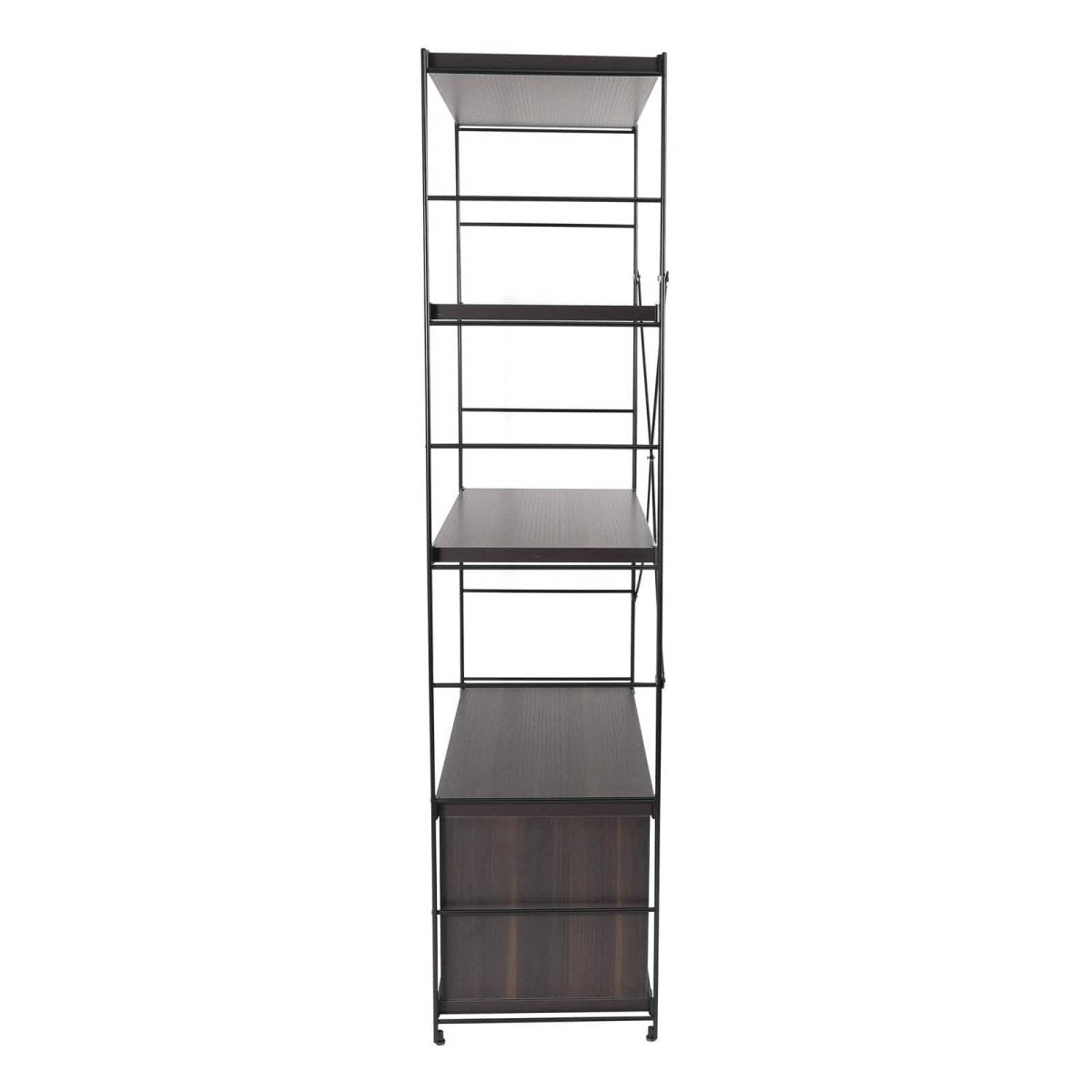 Brentwood Etagere Bookcase with Black/White Powder Coated Steel Frame and Melamine Board Shelves
