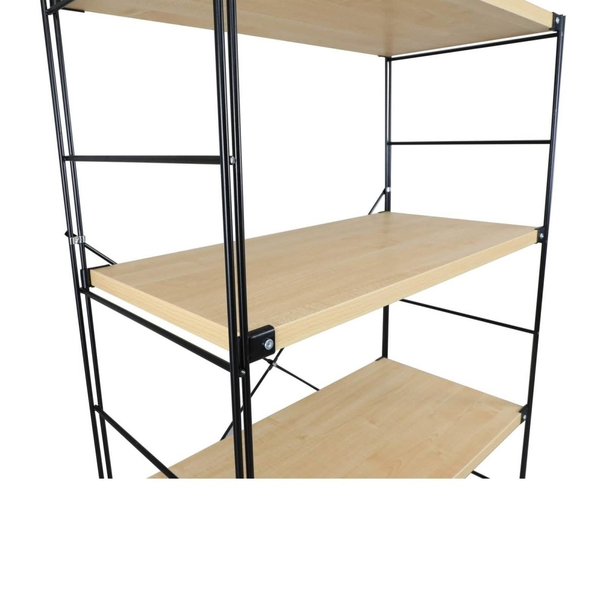 Brentwood Etagere Bookcase with Black/White Powder Coated Steel Frame and Melamine Board Shelves