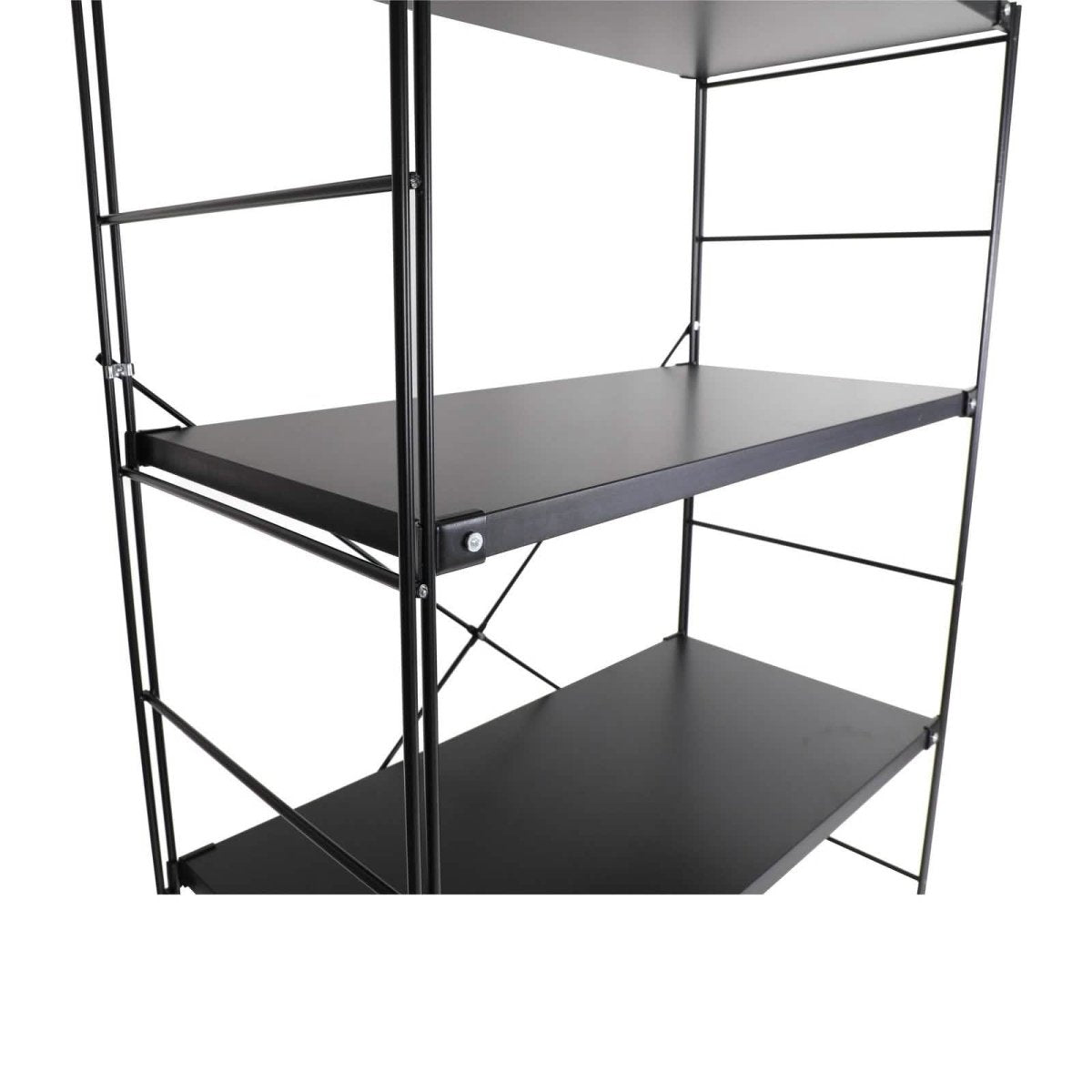 Brentwood Etagere Bookcase with Black/White Powder Coated Steel Frame and Melamine Board Shelves
