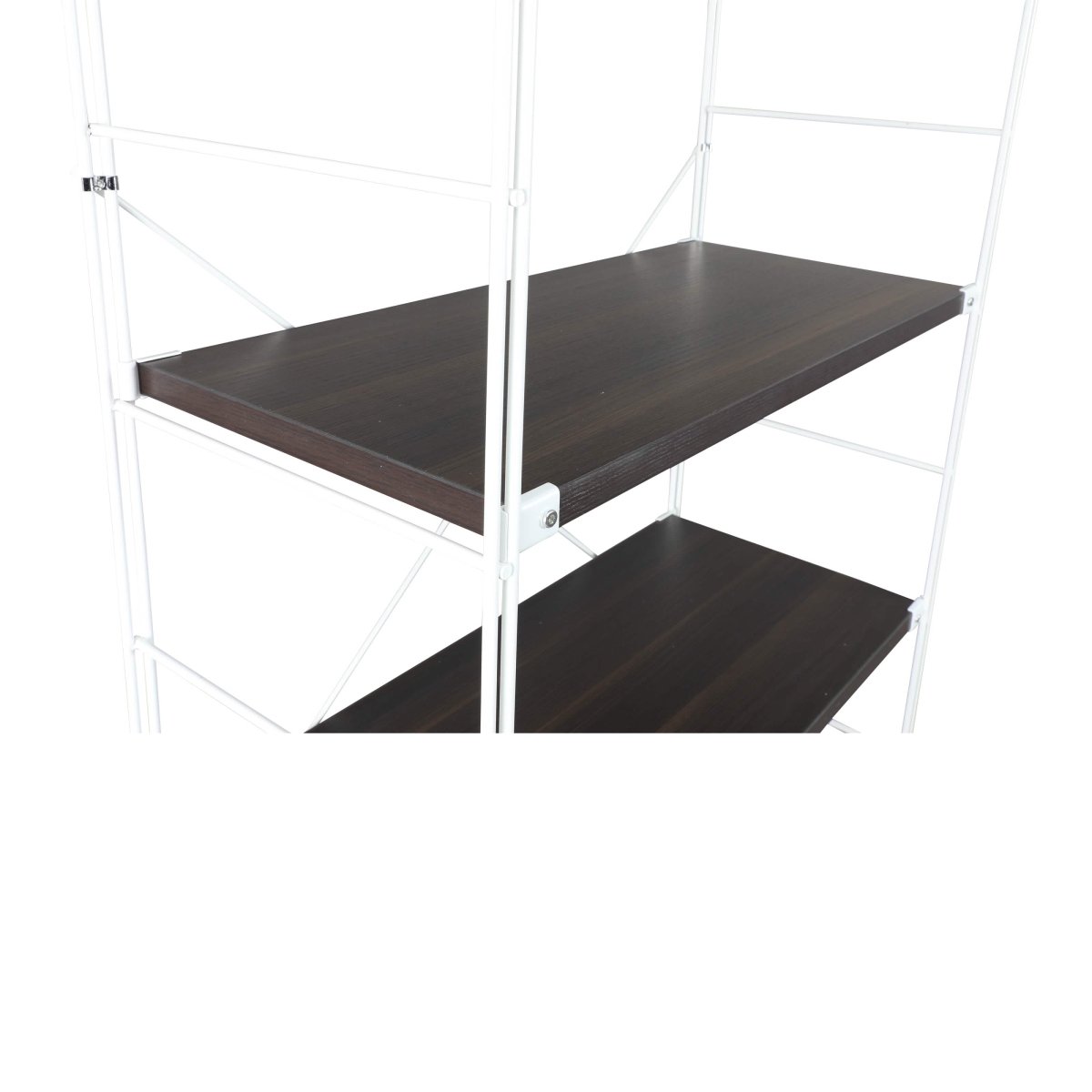 Brentwood Etagere Bookcase with Black/White Powder Coated Steel Frame and Melamine Board Shelves