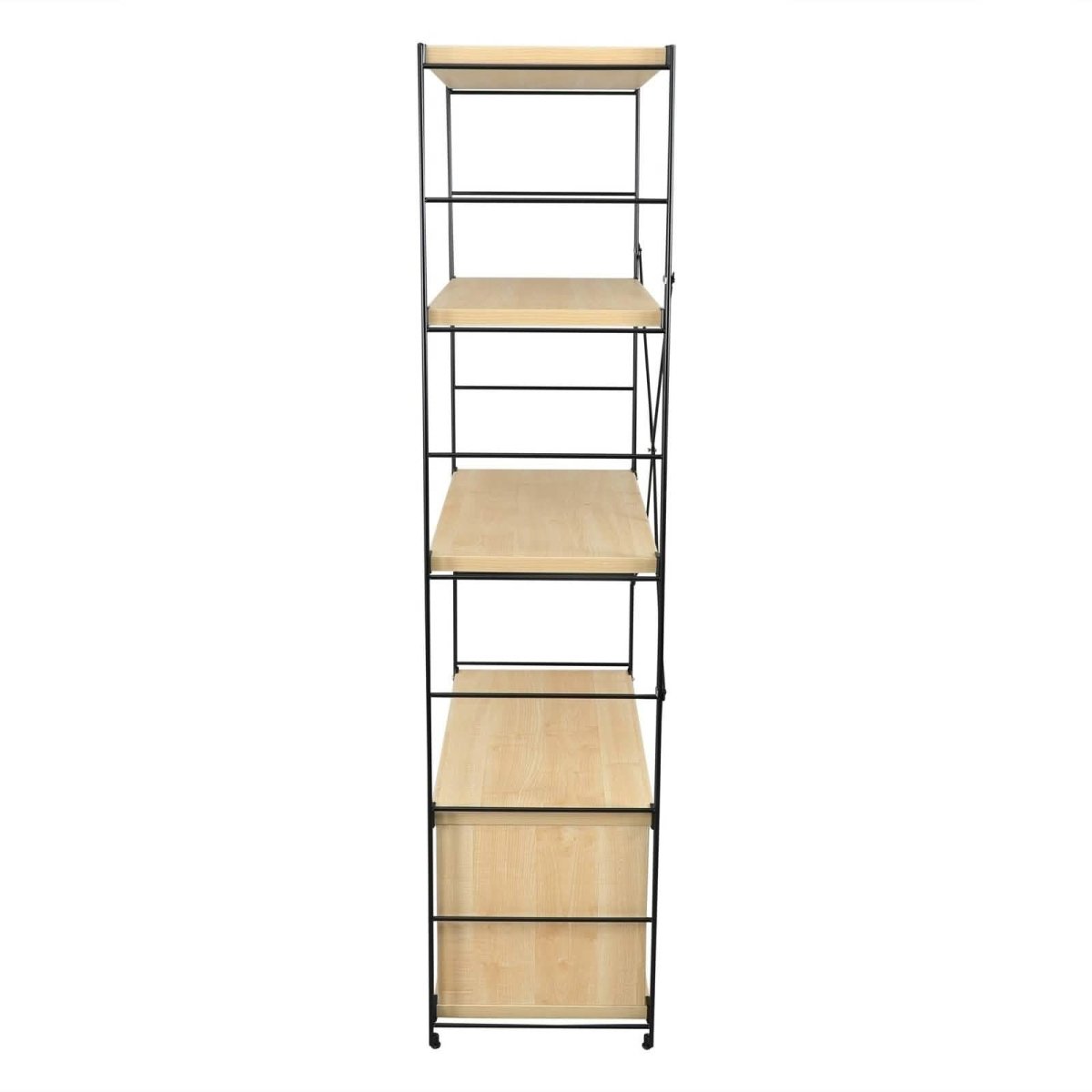 Brentwood Etagere Bookcase with Black/White Powder Coated Steel Frame and Melamine Board Shelves