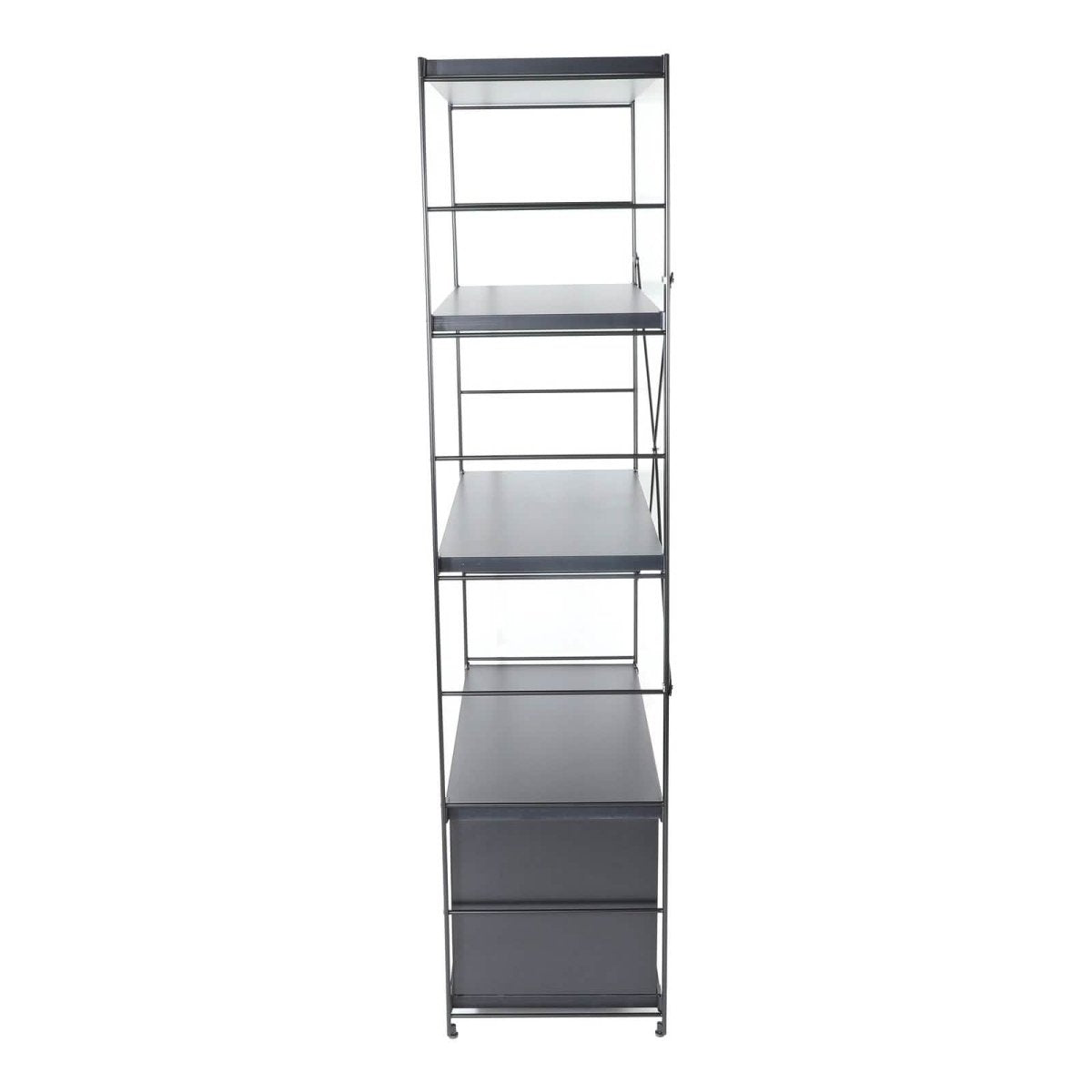 Brentwood Etagere Bookcase with Black/White Powder Coated Steel Frame and Melamine Board Shelves
