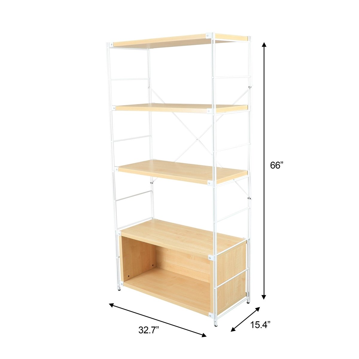 Brentwood Etagere Bookcase with Black/White Powder Coated Steel Frame and Melamine Board Shelves