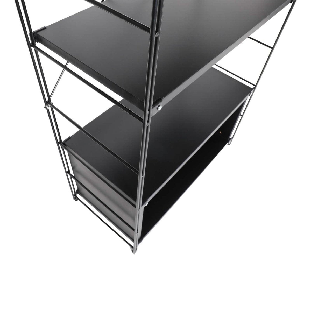 Brentwood Etagere Bookcase with Black/White Powder Coated Steel Frame and Melamine Board Shelves