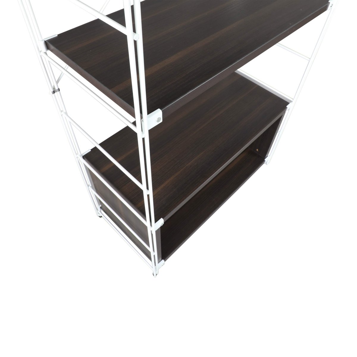 Brentwood Etagere Bookcase with Black/White Powder Coated Steel Frame and Melamine Board Shelves