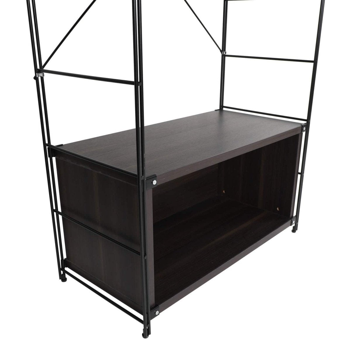 Brentwood Etagere Bookcase with Black/White Powder Coated Steel Frame and Melamine Board Shelves