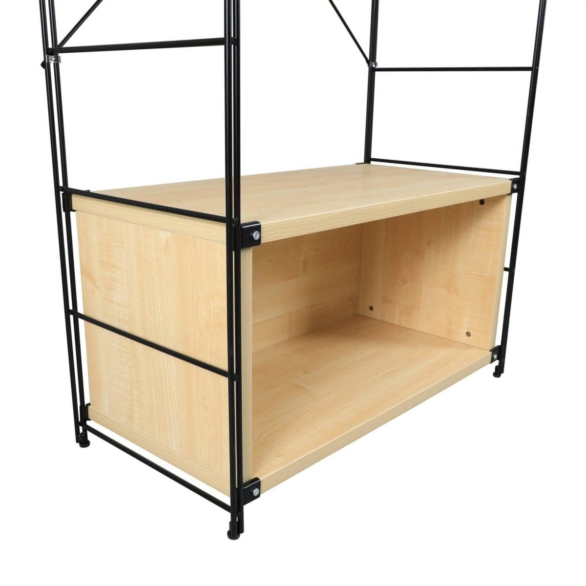 Brentwood Etagere Bookcase with Black/White Powder Coated Steel Frame and Melamine Board Shelves
