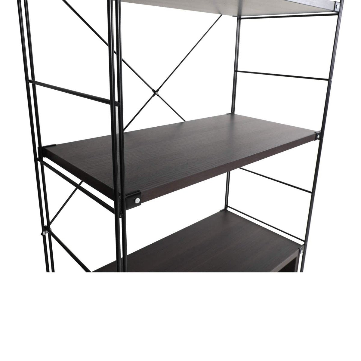 Brentwood Etagere Bookcase with Black/White Powder Coated Steel Frame and Melamine Board Shelves