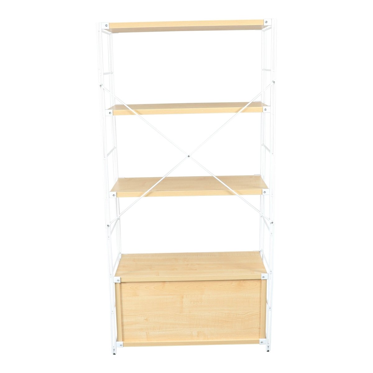 Brentwood Etagere Bookcase with Black/White Powder Coated Steel Frame and Melamine Board Shelves