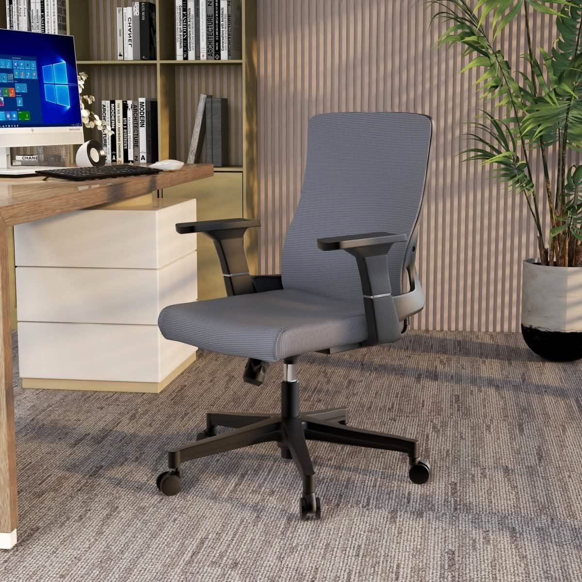 Brio Mid - Back Adjustable Office Chair Upholstered in Cotton