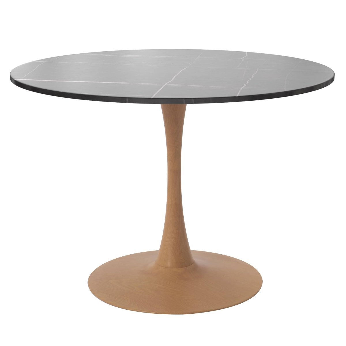 Bristol 27"/31"/35" Round Dining Table Wood Transfer Cherry/Natural/Walnut Base with Sintered Stone Table Top
