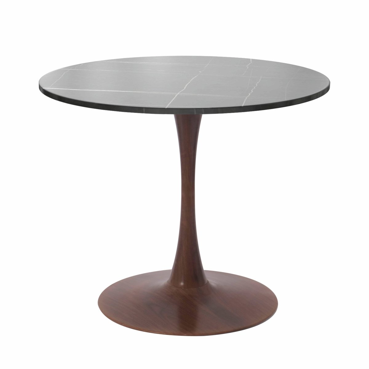 Bristol 27"/31"/35" Round Dining Table Wood Transfer Cherry/Natural/Walnut Base with Sintered Stone Table Top