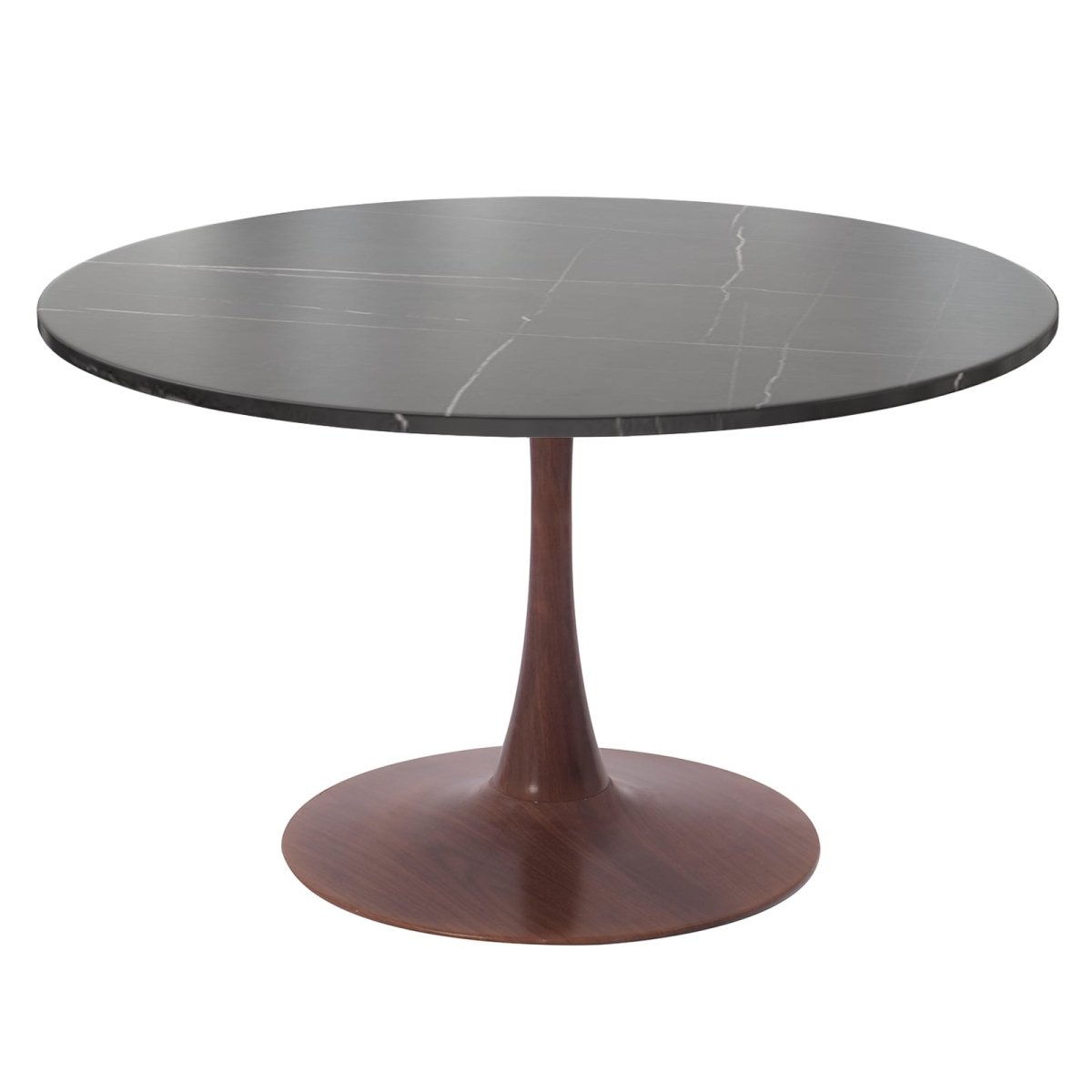 Bristol 27"/31"/35" Round Dining Table Wood Transfer Cherry/Natural/Walnut Base with Sintered Stone Table Top