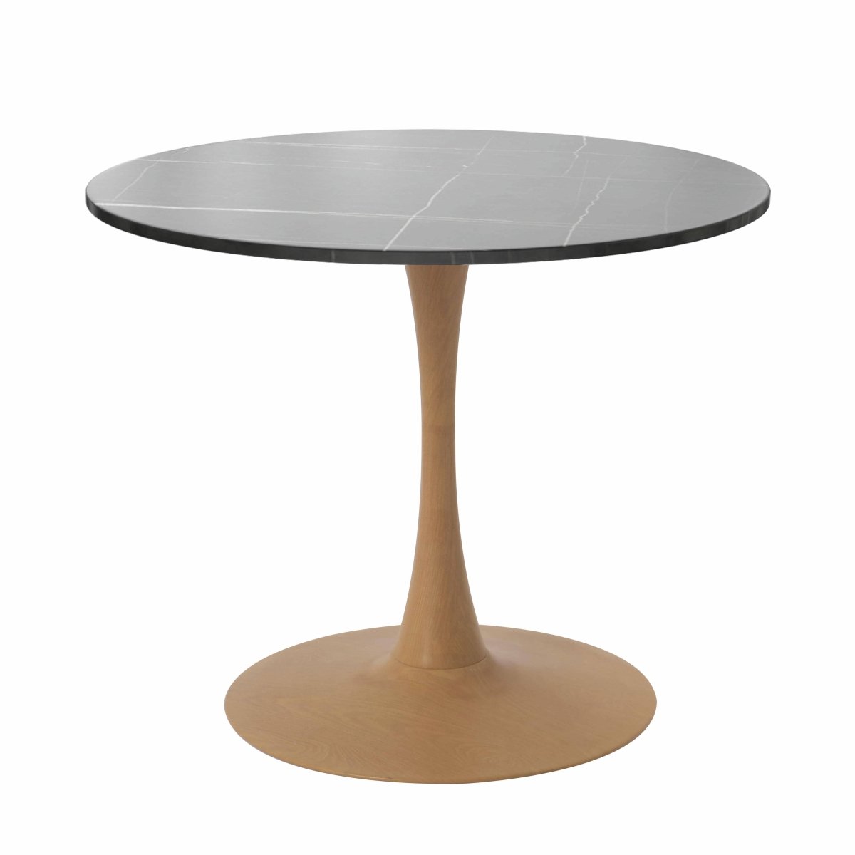 Bristol 27"/31"/35" Round Dining Table Wood Transfer Cherry/Natural/Walnut Base with Sintered Stone Table Top