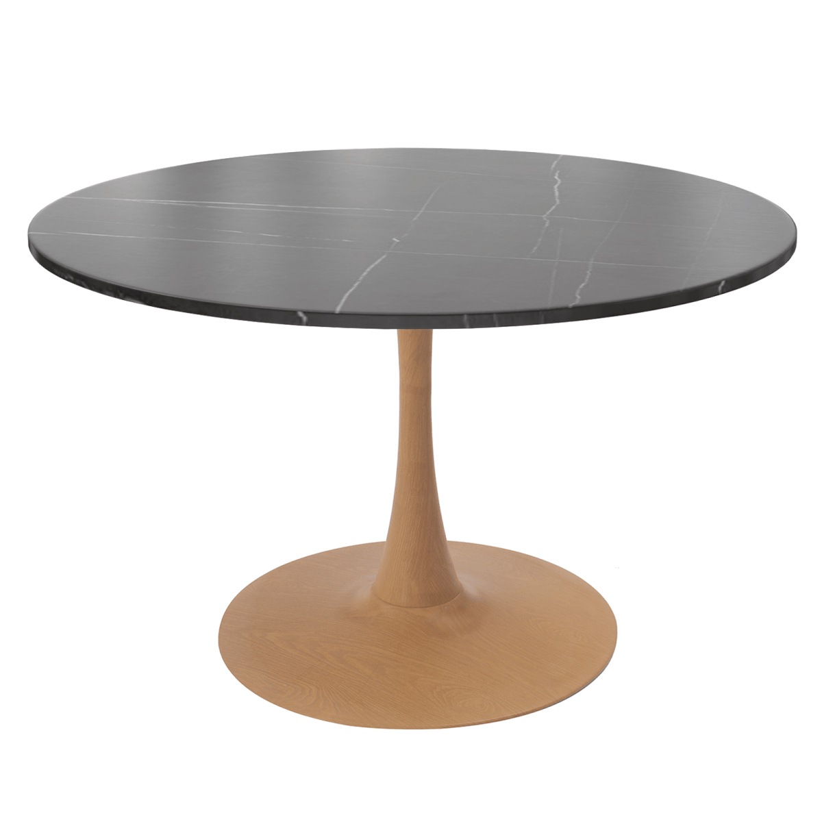 Bristol 27"/31"/35"/40" Round Dining Table Wood Transfer Cherry/Natural/Walnut Base with Sintered Stone Table Top
