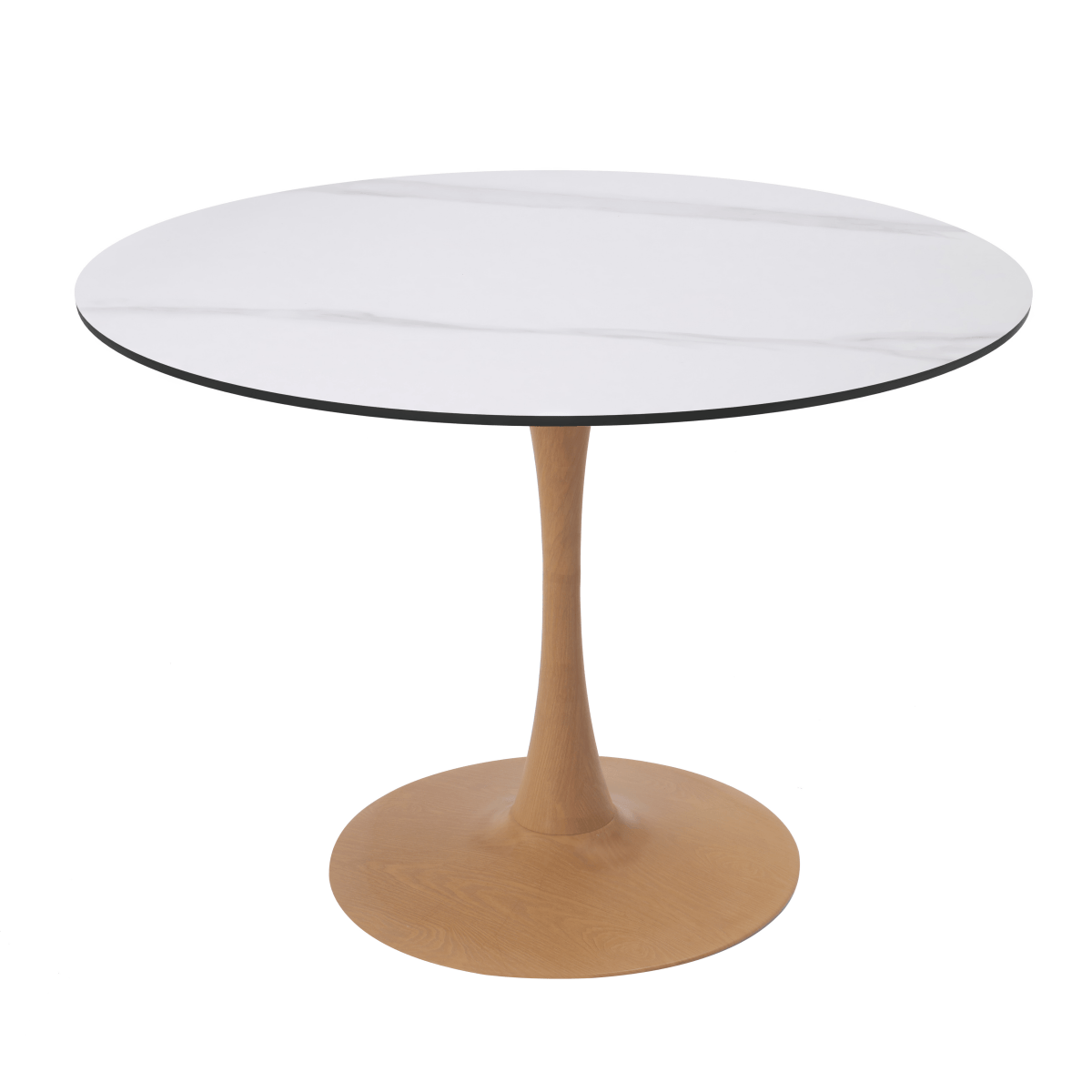 Bristol 27"/31"/35"/40" Round Dining Table Wood Transfer Cherry/Natural/Walnut Base with Sintered Stone Table Top