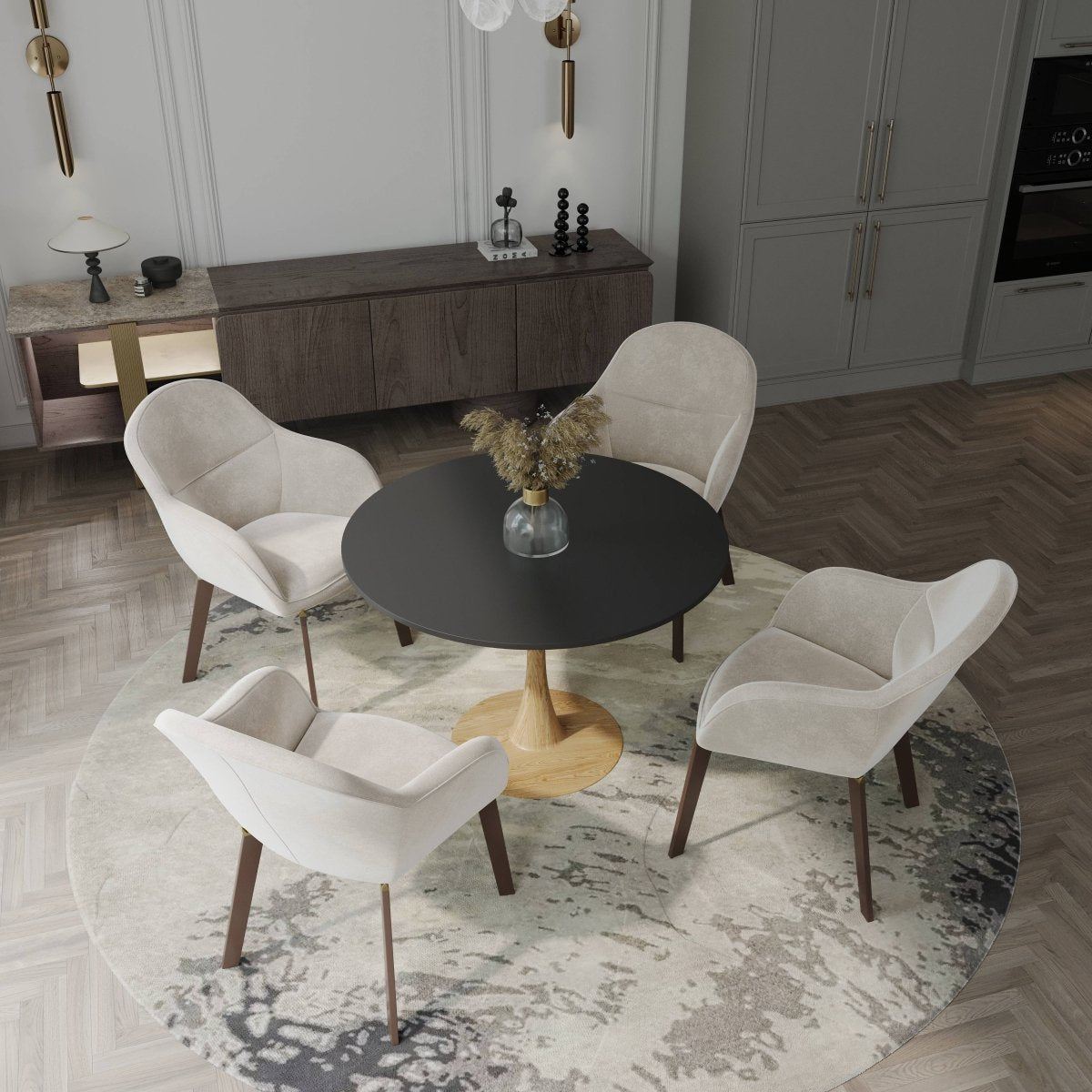 Bristol 35" Round Dining Table Wood Transfer Cherry/Natural/Walnut Base with MDF Table Top