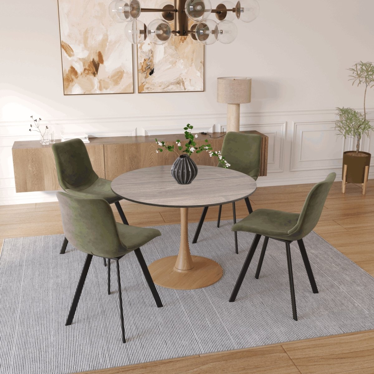 Bristol 35"/36"/40" Round Dining Table Wood Transfer Cherry/Natural/Walnut Base with MDF Table Top