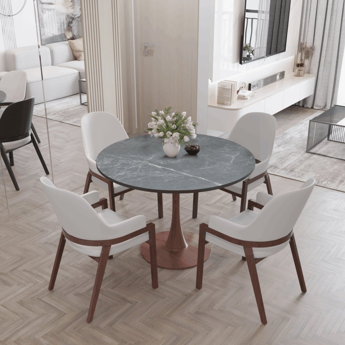 Bristol 35"/36"/40" Round Dining Table Wood Transfer Cherry/Natural/Walnut Base with MDF Table Top