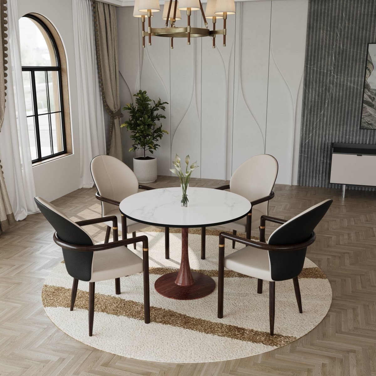Bristol 35"/36"/40" Round Dining Table Wood Transfer Cherry/Natural/Walnut Base with MDF Table Top