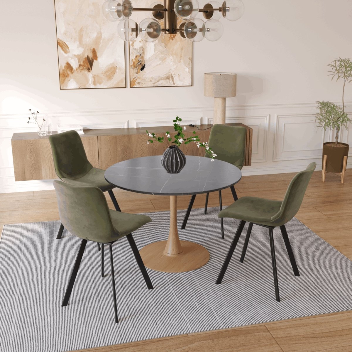 Bristol 35"/36"/40" Round Dining Table Wood Transfer Cherry/Natural/Walnut Base with MDF Table Top