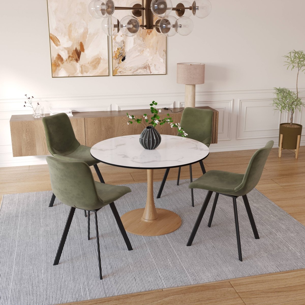 Bristol 35"/36"/40" Round Dining Table Wood Transfer Cherry/Natural/Walnut Base with MDF Table Top