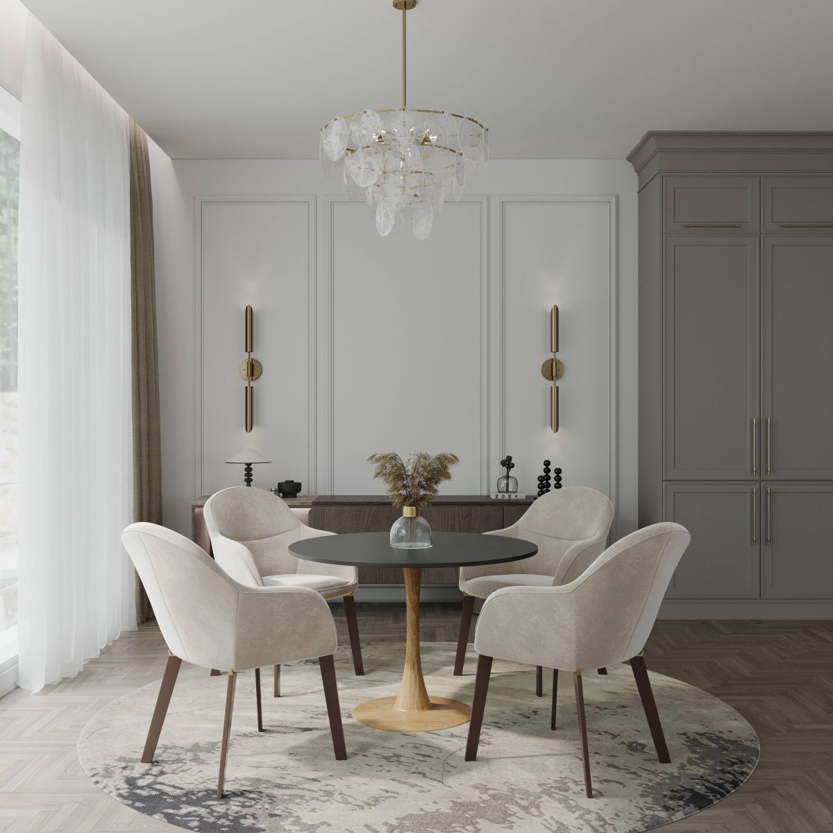 Bristol 35"/36"/40" Round Dining Table Wood Transfer Cherry/Natural/Walnut Base with MDF Table Top