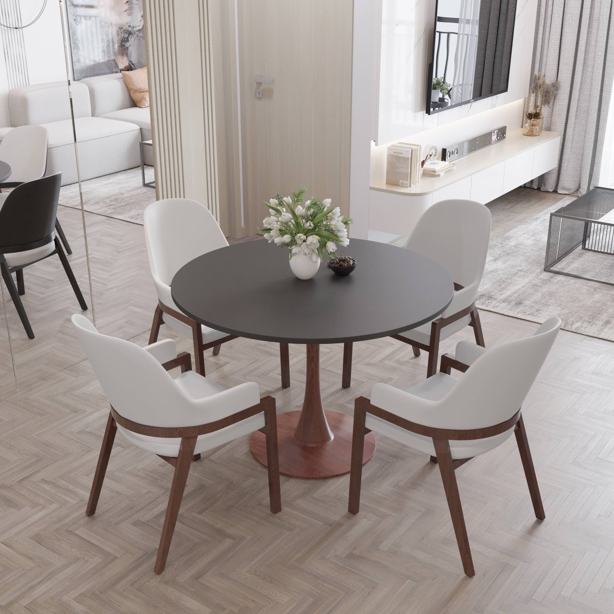 Bristol 35"/36"/40" Round Dining Table Wood Transfer Cherry/Natural/Walnut Base with MDF Table Top