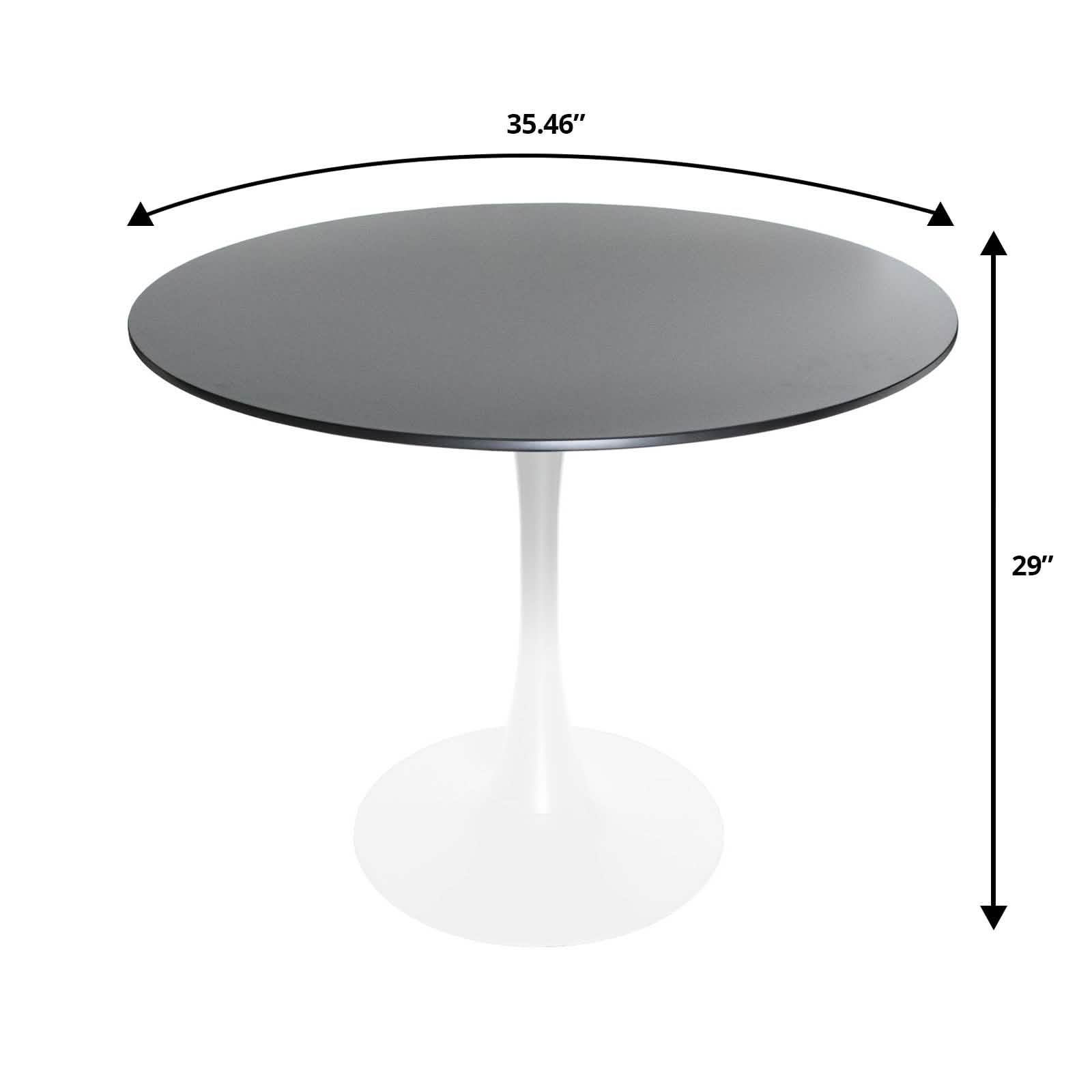 Bristol 5 - Piece Dining Set 35" MDF Round Table with 4 ABS Plastic Side Chair in Chrome