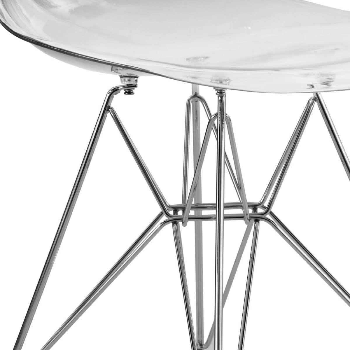 Bristol 5 - Piece Dining Set 35" MDF Round Table with 4 ABS Plastic Side Chair in Chrome