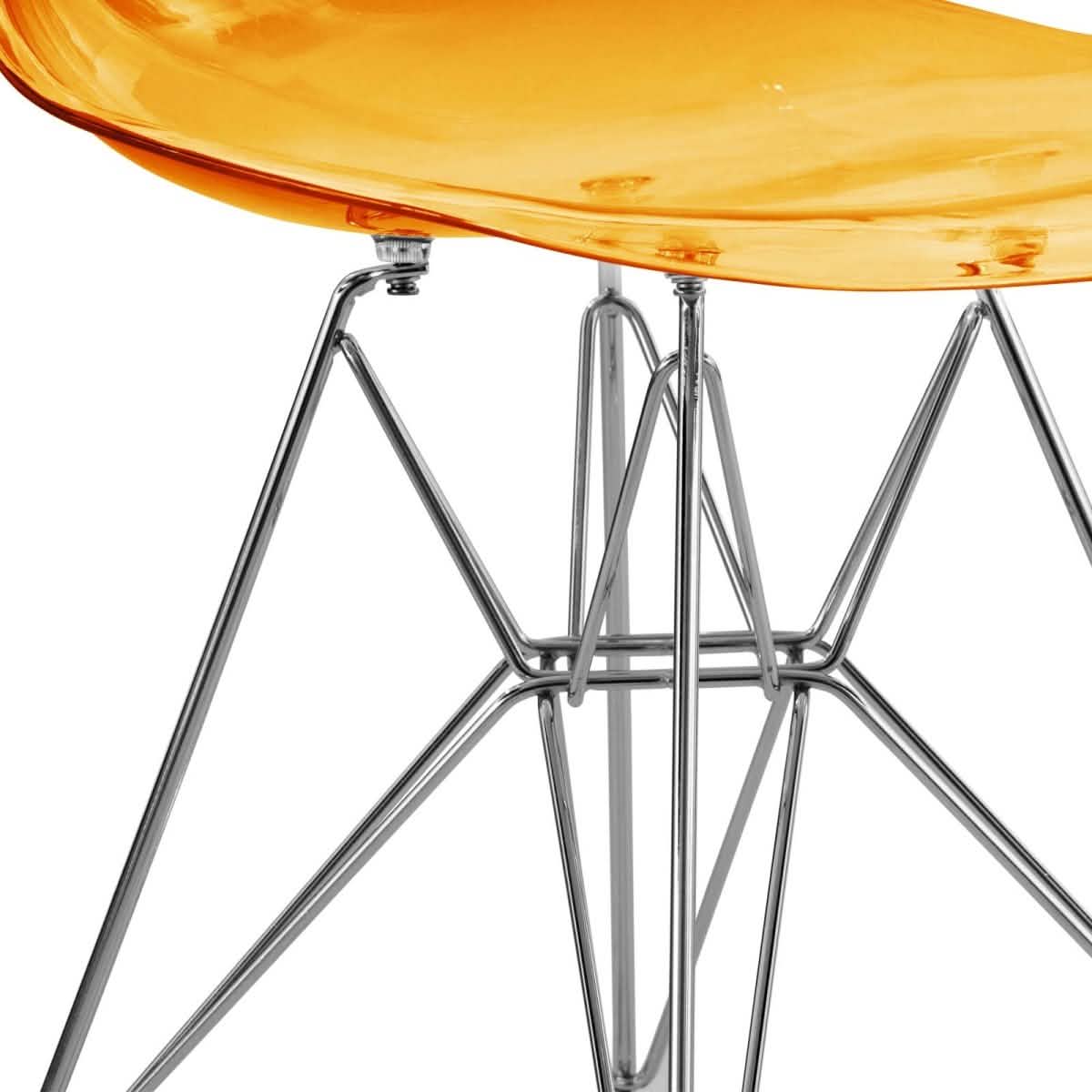 Bristol 5 - Piece Dining Set 35" MDF Round Table with 4 ABS Plastic Side Chair in Chrome