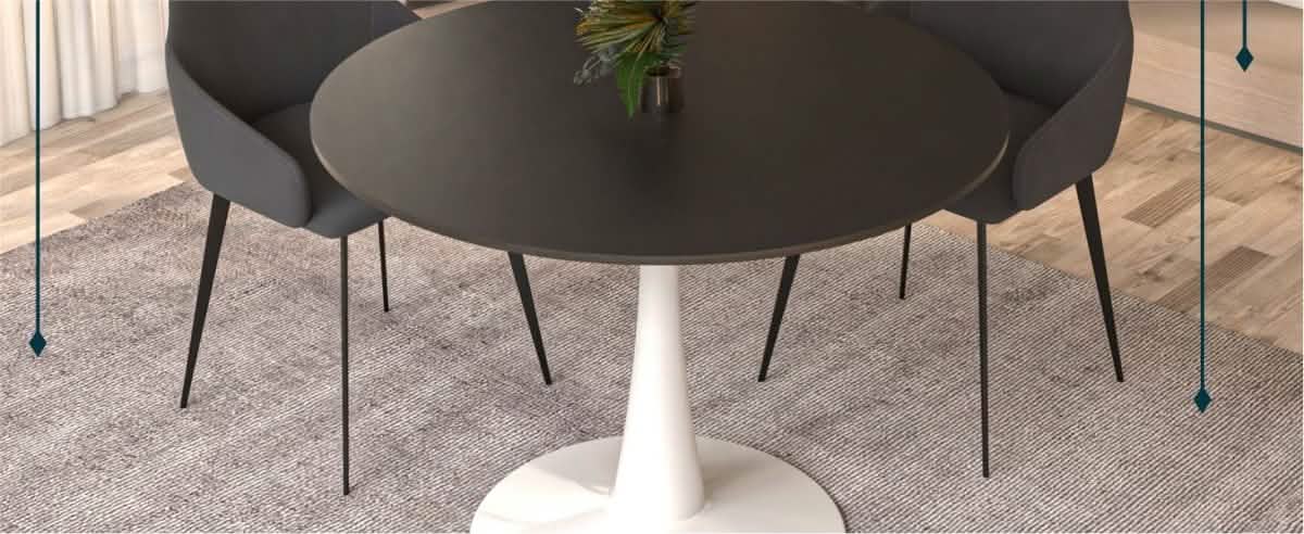 Bristol 5 - Piece Dining Set 35" MDF Round Table with 4 ABS Plastic Side Chair in Chrome